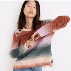 Madewell Sweater Space-Dyed Button-Shoulder Pullover Wool Sz Small